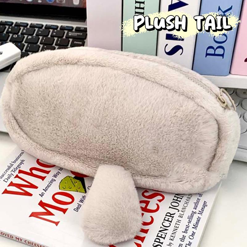 Large Capacity Pencil Case Multi-function Plush Pen Bag Otter Penguin Stationery Organizer Back To School Gift
