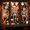 No Residue Window Cling 3Pcs Halloween Skeleton Glass Stickers, Waterproof PVC Clings, Static Decals, Stress-free Removable Decal Stickers