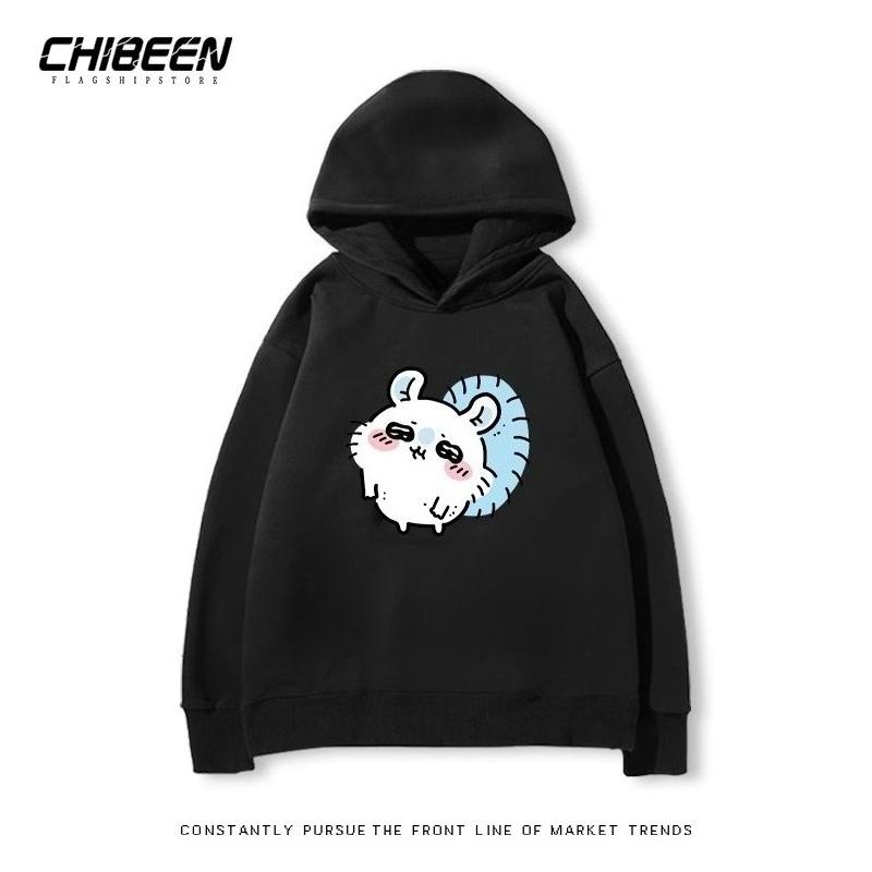 

Осень Зима Chiikawa Супер Милые Толстовки с Принтом Момонги Повседневные Теплые Спортивные с Длинным Рукавом Детские Для Мальчиков и Девочек Детские Унисекс Толстовки с Капюшоном 160