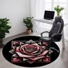 1 Stück Rose Blüte Büro Runder Teppich, Unter Bürostühlen Schlafzimmer Wohnzimmer Heimdekoration, Raumdeko