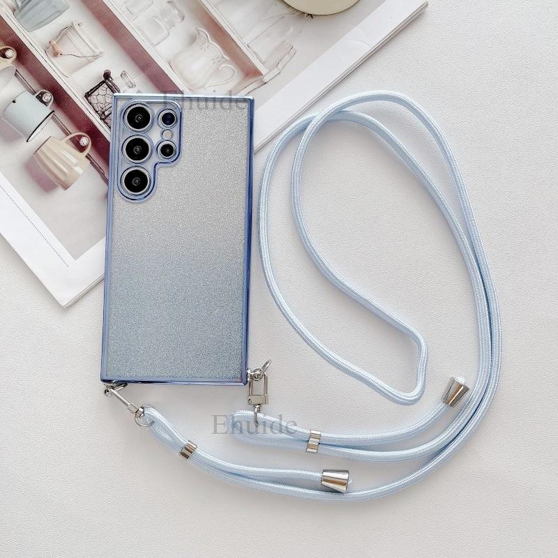

Lanyard Case For Samsung Galaxy A56 A36 A16 A06 A55 A35 A15 A54 A34 Clear Plating Double Buckle Adjustable Strap Glitter Cover Galaxy A15&Case & Strap