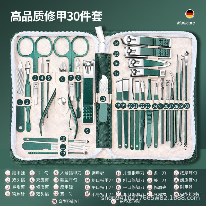 Set Forbici per Unghie 30 Pezzi Strumenti per Nail Art Forbici per Unghie in Acciaio Inossidabile Set Completo Manicure Tagliaunghie