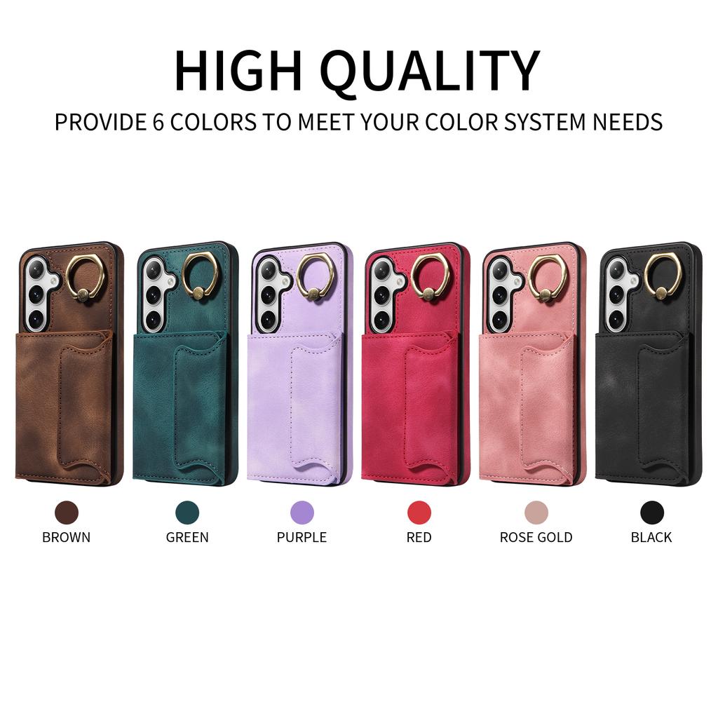 for Samsung Galaxy S24 series.for Samsung Galaxy S24, S24+, S24 Ultra Ring Bracket Card Holder Slots Cover Phone Case