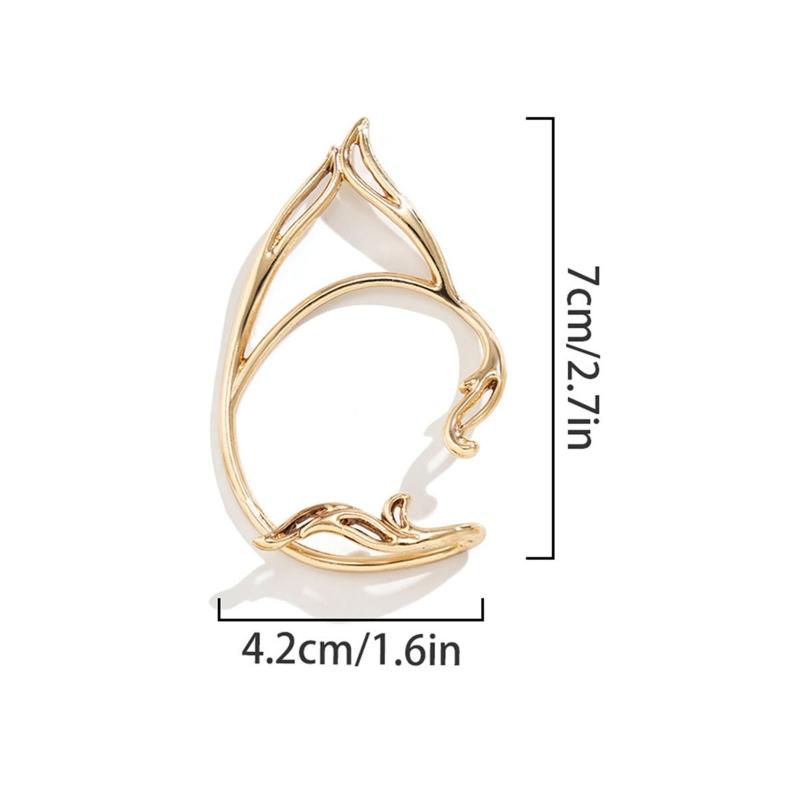 European and American Jewelry Novelty Single Metal Three-dimensional Earring Female Hollow Cat Ear Outline Elf Ear Clip