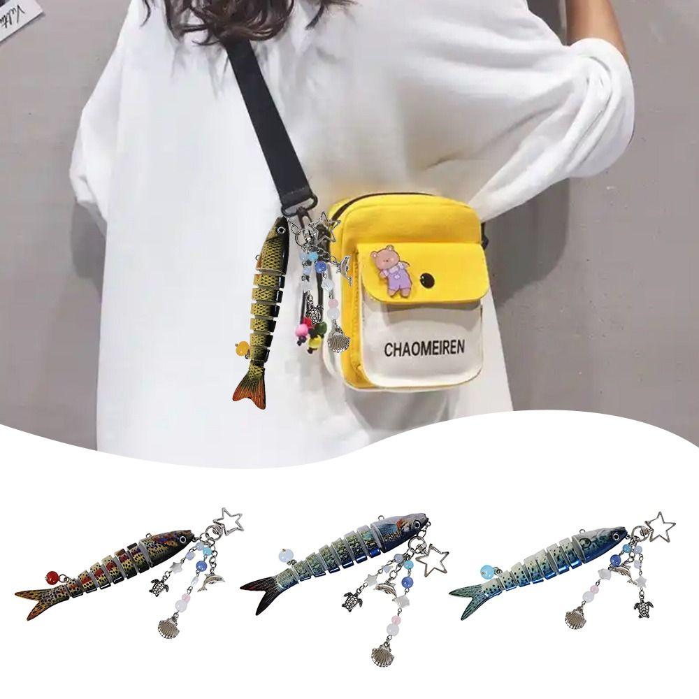 Multi Jointed Fish Hook Key Chain Simulation Backpack Pendant Creative Keychain Pendant  Gifts