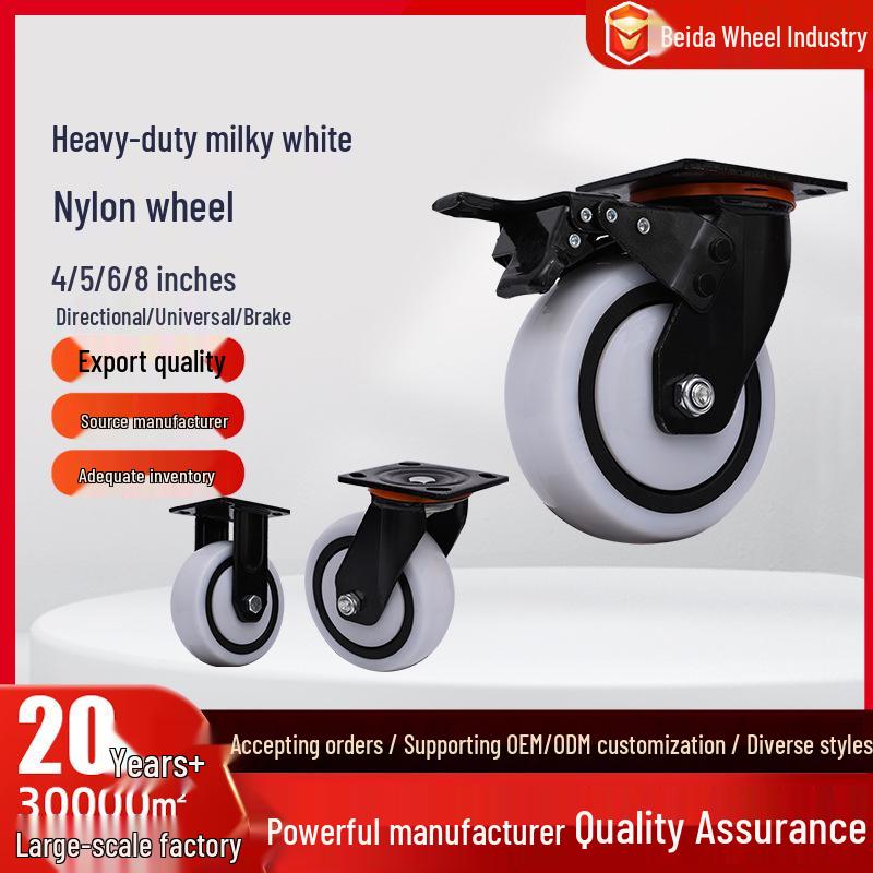 Handcart Heavy-Duty Directional Swivel Brake Nylon Caster Wheel (4/5/6/8 Inch)