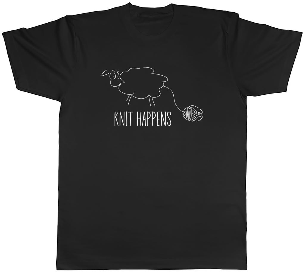 Funny Knit Happens Unisexs TShirt Sheep with Wool Yarn Tee Gift