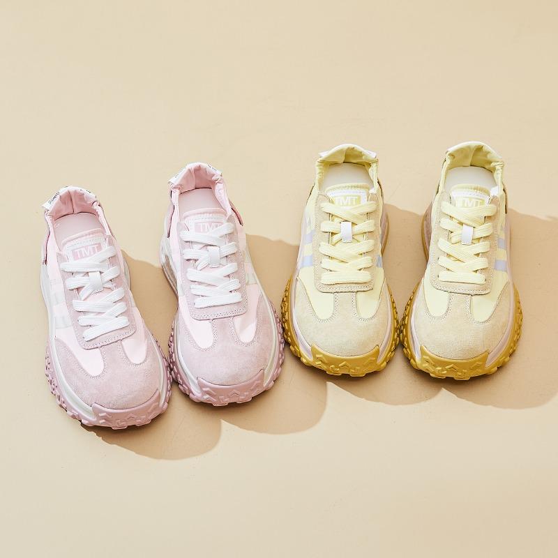 Nové dámské tenisky, módní sportovní jednobarevné boty se silnou podrážkou