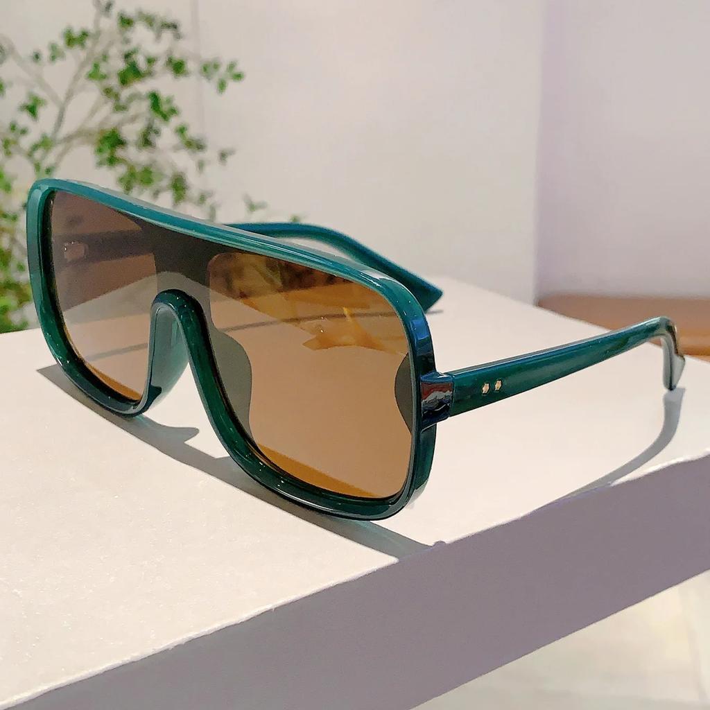 Vintage Big Frame One Piece Square Sunglasses Women For Men Luxury Brand Designer Sun Glasses Punk Popular Oversized Shade UV400