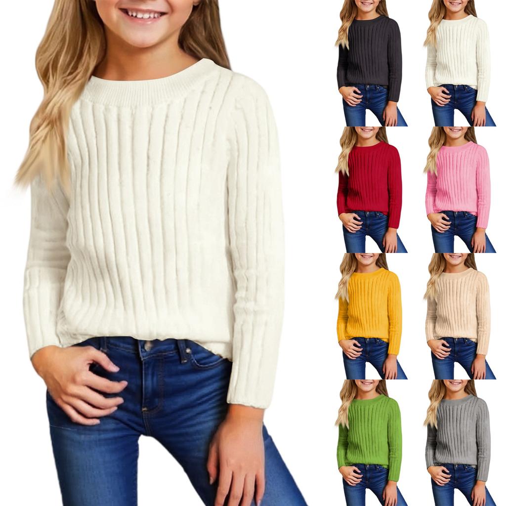 Children's Fashion Casual Round Neck Sweater Knitted Bottoming Top