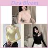 Tshirt With Pearl Bow Tie Neck Mesh Splicing For Spring Feminine Style
