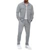 Completo casual da uomo autunnale europeo con giacca a maniche lunghe a nido d'ape e pantaloni