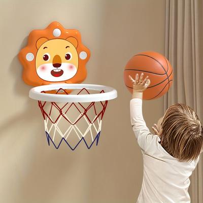 Youngsters' Cartoon Animal Basketball Hoop Set with Mini Balls & Pump - Wall-Mounted, Indoor/Outdoor Playset for Boys & Girls Ages 3+
