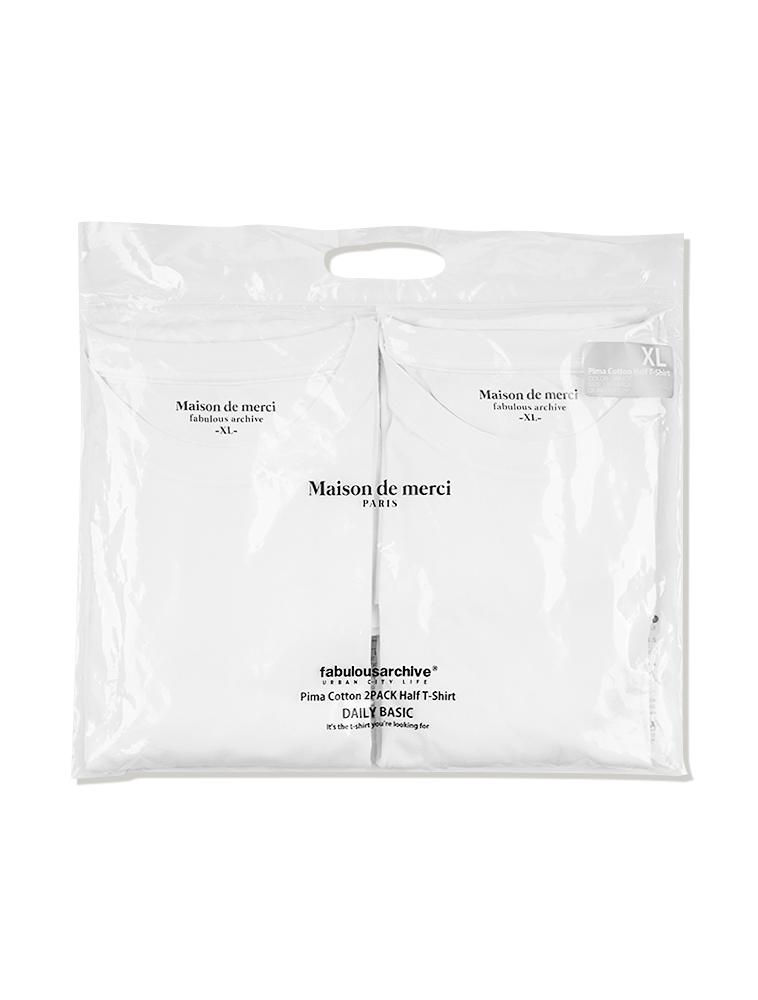 LA MAISON STUDIO Unisex Pima Cotton Layered 2-Pack Short Sleeve White (Fcd2Ts112M)