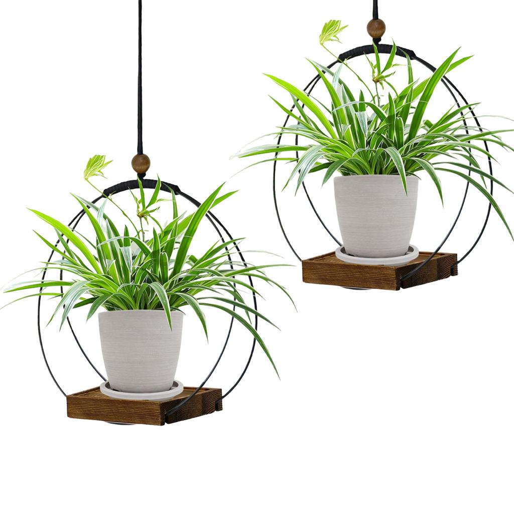 Metal Plant Hanger Adjustable Rope Modern Boho Minimalist Flower Pot Holder Basket for Indoor Outdoor Garden Decorations