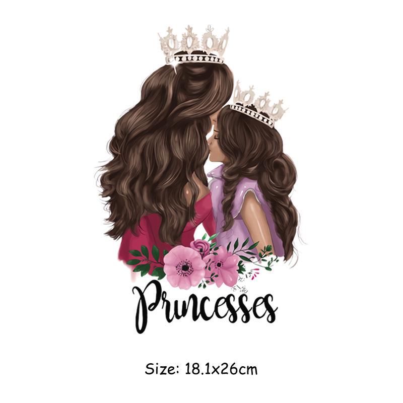 Patches For Clothes Russian Girls Thermal Stickers For Clothes DIY Heat Transfer Coffee Lady Mom Baby Patches Iron On Transfer