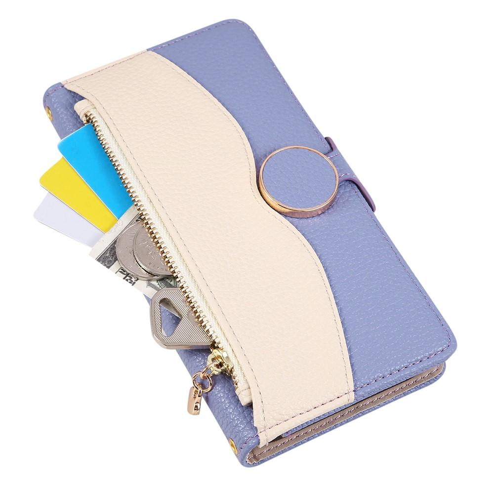 Wallet Case for Pixel 9 - TPU+Leather/PU, Purple, With Lanyard