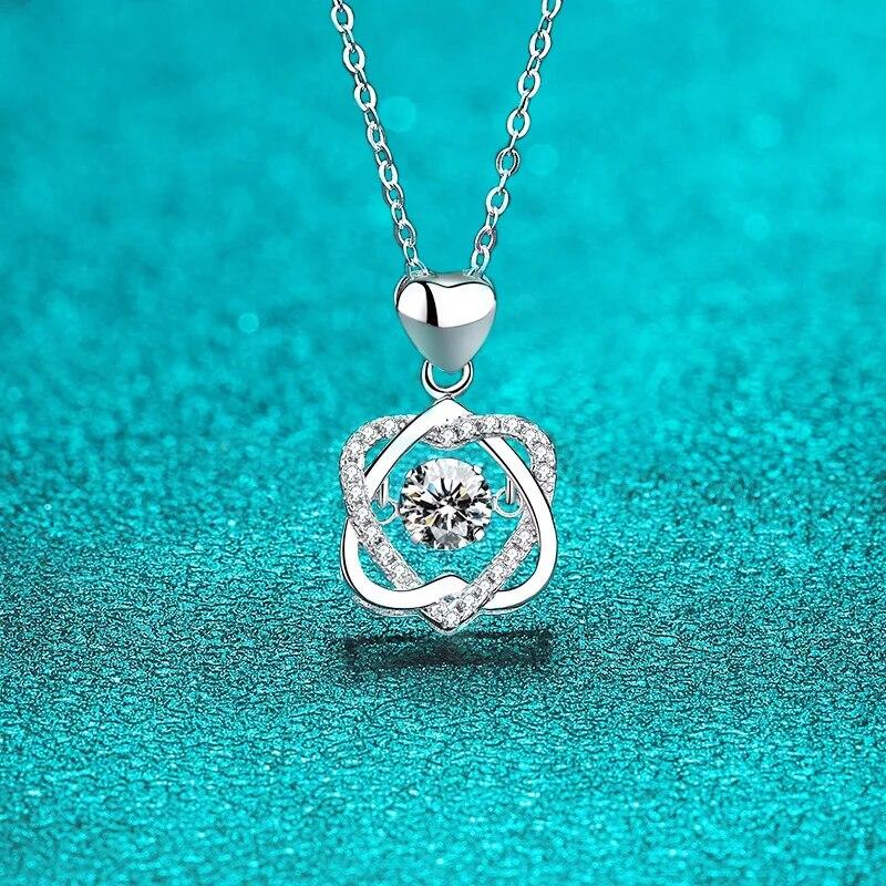 D Color 0.5ct GRA Moissanite Necklace for Women  Sparkling Simulated Diamond Pendant Beating Heart S925 Silver Fine Jewelry Gift