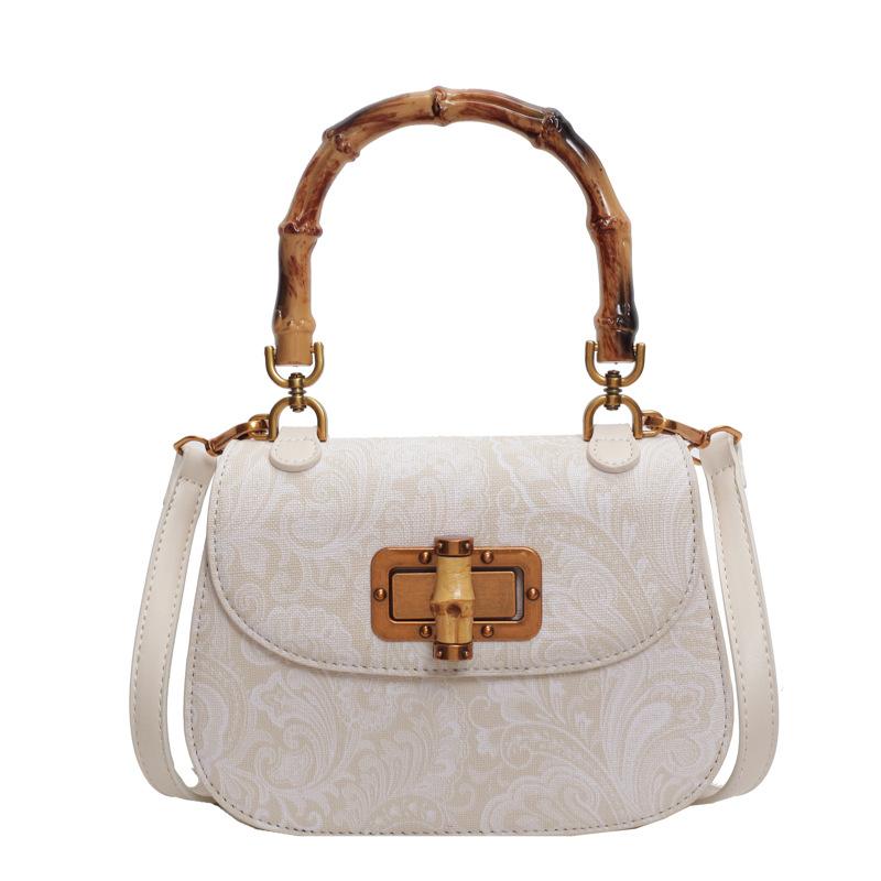 Bamboo portable small square bag new simple high-end sense versatile commuter shoulder messenger bag