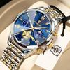 POEDAGAR Top Business Men Watch Luminous Waterproof Stainless Steel Man Wristwatch Chronograph Quartz Fahion Men's Watches Reloj