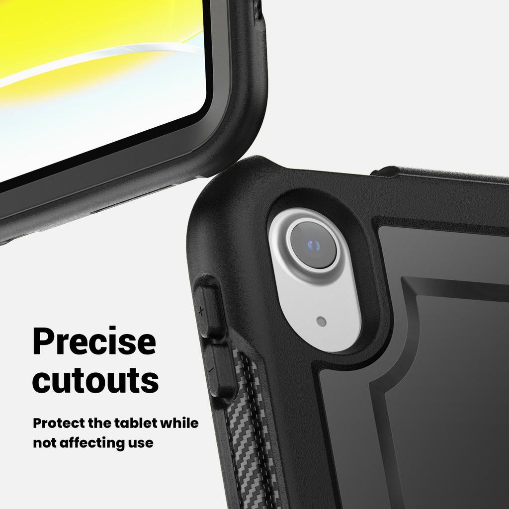 For iPad (2025)/10.9 (2022) Case PC+TPU Kickstand Tablet Cover with Pencil Holder,Shoulder Strap