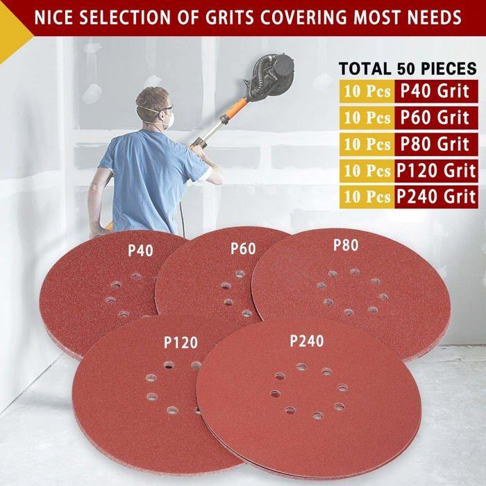Disques de ponçage - stebruam - 225 mm - 50 pièces - résistants - antistatiques