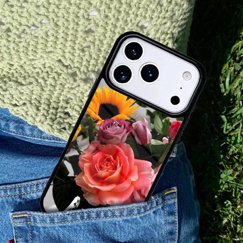 Peony Sunflowe Rose Daisy Plants Flower mobile phone case Compatible with IPhone 17 16 15 14 13 12 11Pro Max 17 Air cover