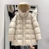 White duck down winter new medium and long puff down jacket women's tide hooded loose thickened small coat