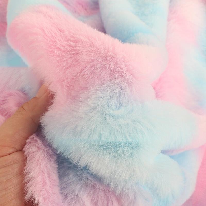 0,5/1/2 Yard Tie Dye Imitace Králičí Plyšová Látka Látka z Umělé Kožešiny na Šití Zimních Kabátů Šálů Dek Deky Oblečení pro DIY