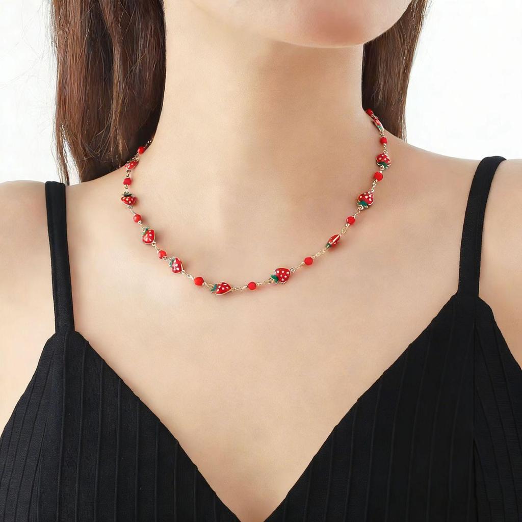 Elegant Women's Strawberry Bracelet - Sweet Summer Fashion Fruit Jewelry