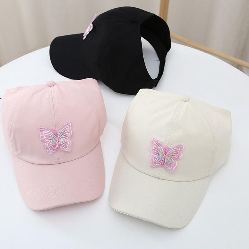 Fashion Butterfly Baseball Caps Women Simple Breathable Solid Sunshade Cap Women Outdoor Adjustable Fashion Sunscreen Hat