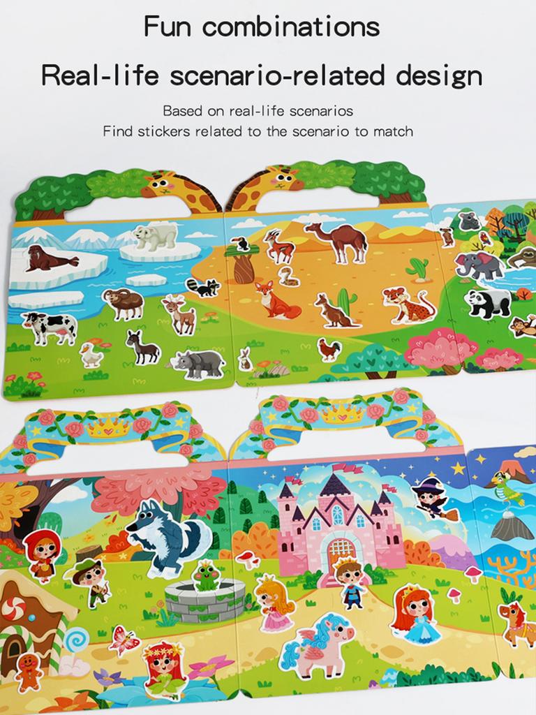 Reusable Sticker Books for Kids, 6 Sets Travel Removable Toddler Sticker Books for 3 4 5 Year Old Girls Boys Birthday Gifts Educ