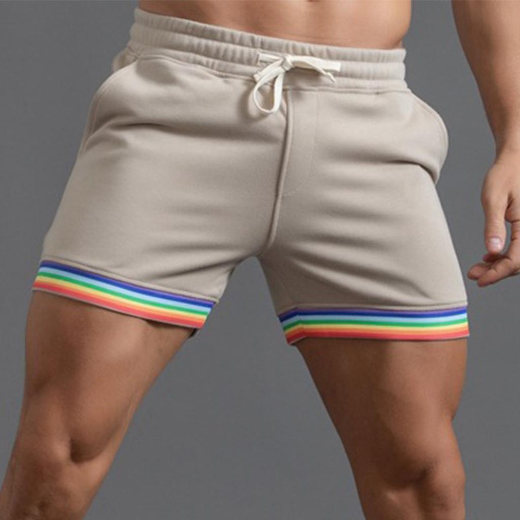 Stylish Men's Swim Shorts with Rainbow Hem, Quick-Dry Fabric, for Beach, Pool, Gym Model LZF250300, Sizes S-XXL