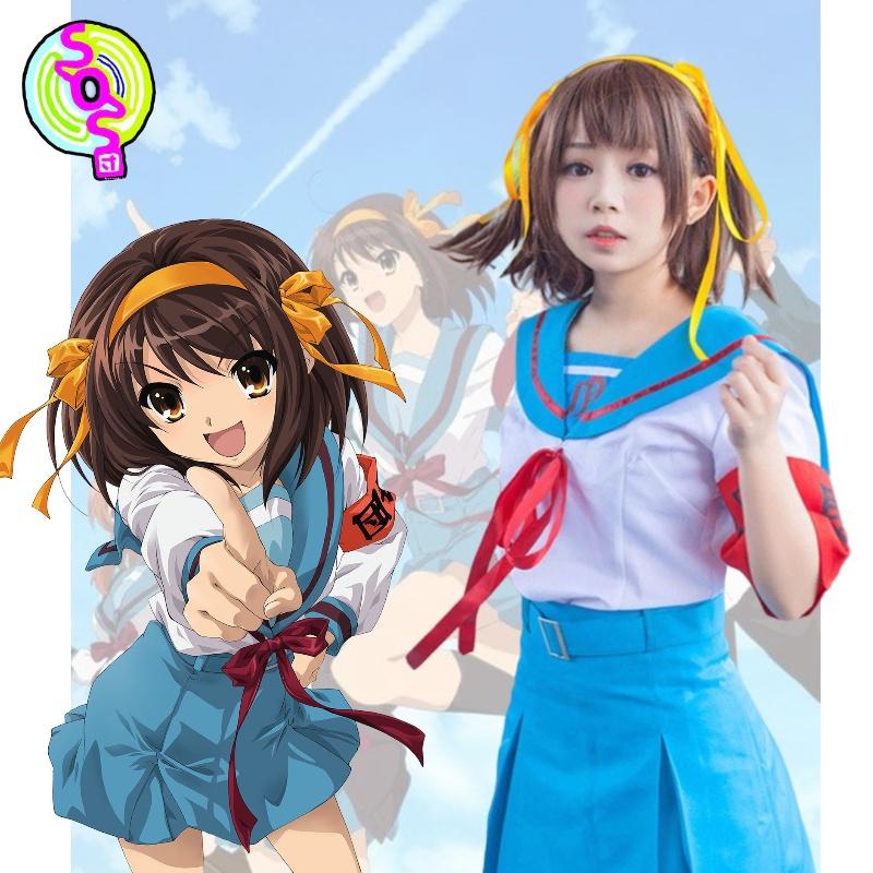 Haruhi Cosplay Suzumiya Outfit  School Uniform Anime Costume Set Party Fan Event