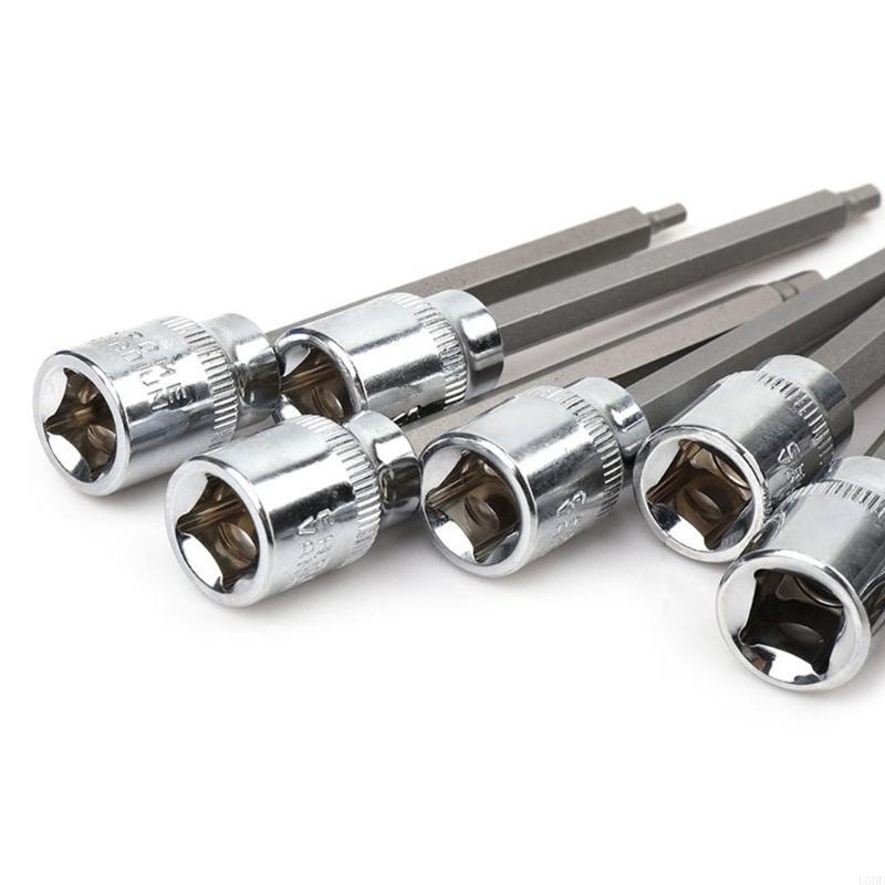 3/8” Drive for Extra Long Allen/Torx Bit Socket Set with Storage Box Metric 3mm -10mm 7-Piece Set Chrome Vanadium St