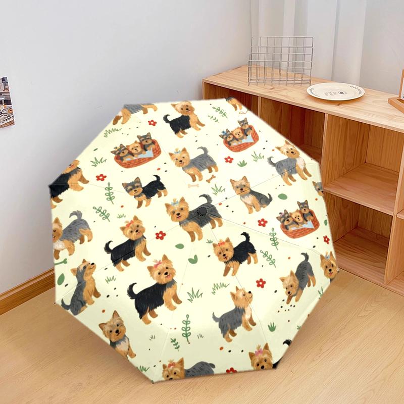 1 PC Automatic Folding Umbrella - Cute Dog Pattern, Portable & Foldable Design with 8 Ribs, Christmas Birthday Gifts