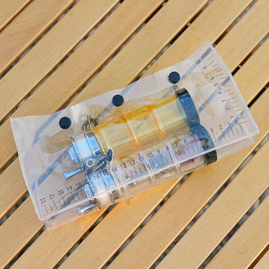 Transparent Fish Watching Bag with Measuring Scale Snap Button Waterproof PVC Lightweight Portable Outdoor Foldable Fish Observation Storage Bag