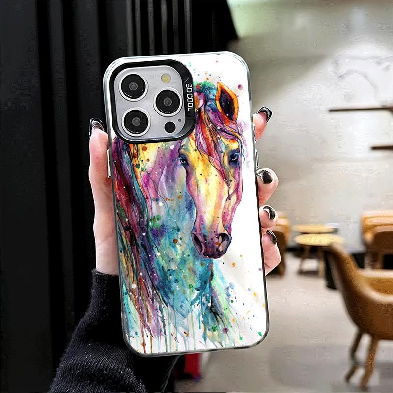 Oil Painting Horse Soft Phone Case for iPhone 15 16 17 Pro Max 17Air 16E 14 Plus 13 12 Mini Shockproof Cover Back Shell