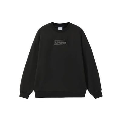 Li Ning Trainingsserie Einfarbiges Lockeres Fleece Rundhals-Sweatshirt Unisex Sweatshirt Schwarz AWDRB76-1