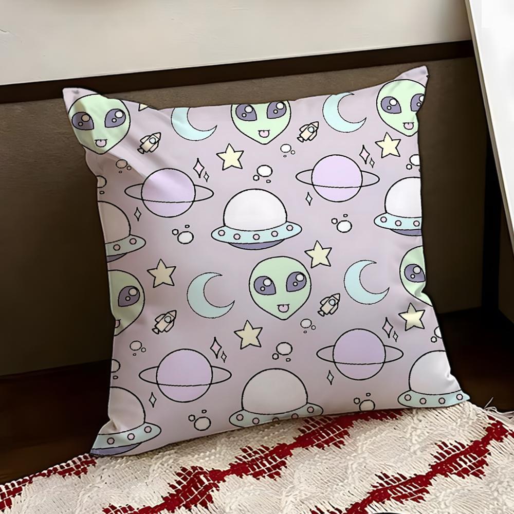 Surreal Dreamy Aliens Cushion Cover Reversible Soft Durable Pillow Cover Home  Car MultiScene Use for Daily Comfort