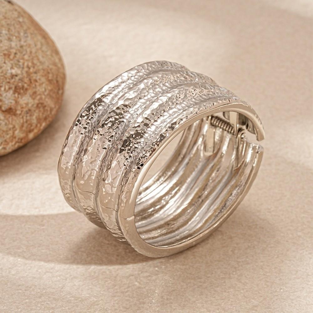 Zinc Zinc Alloy Wide Open Bangle Metal Exaggerated Bracelet Temperament Cuff Bangles  Lady