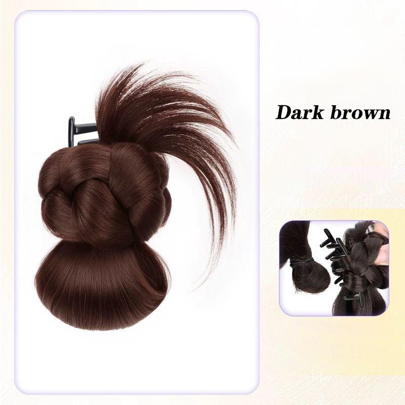 

Synthetic Chignon Claw Clip Flower Bud Head Ponytail Extensions Natural For Women Hair Accessories темно-коричневого