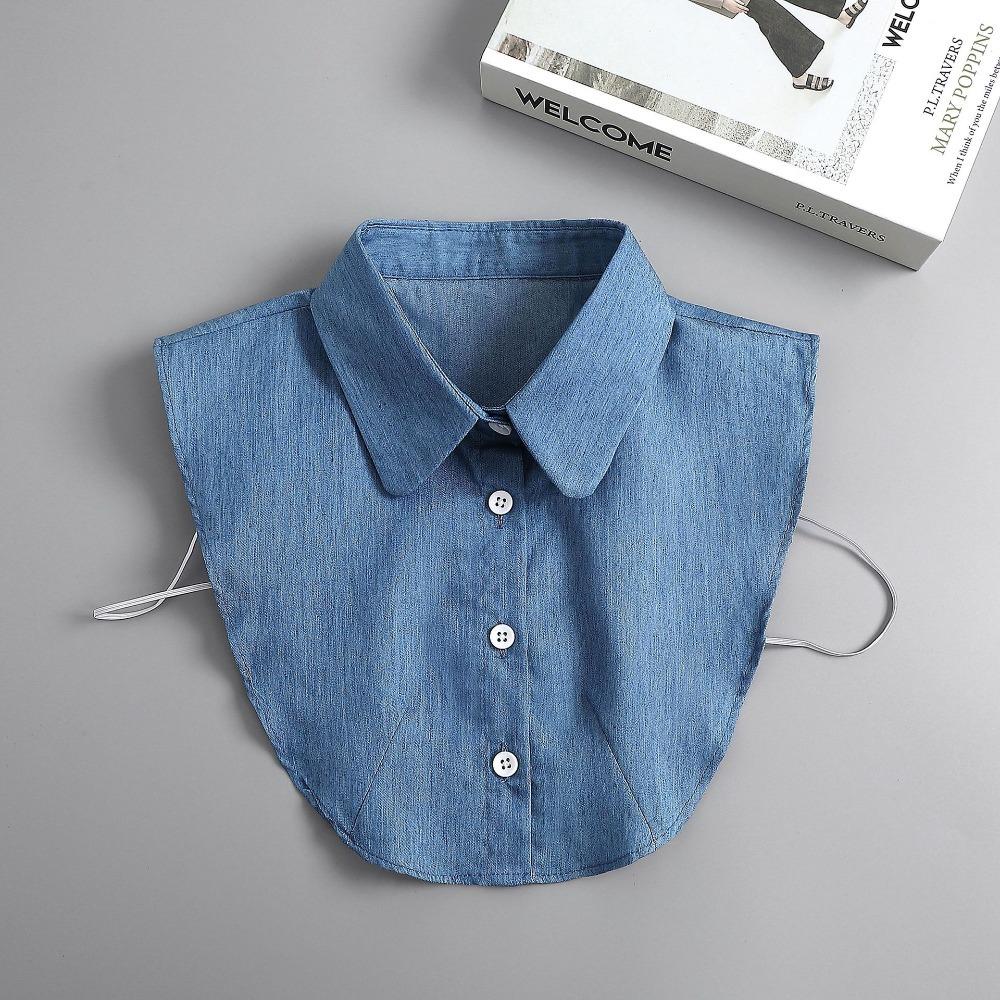 Adjustable Straps Denim Fake Collar Korean Style Turtleneck Fake Collar Retro Shirt Collar  Women