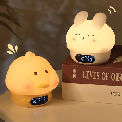 Night Light Digital Alarm Clock Cute Duck Electronic Desk Clock Bedrooms Bedside Table Clock for Kids Small Timer Room Decor