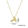 18K Gold-Plated Copper Necklace with Micro-Inlaid Zirconia & 26 Letter Pendant - Classic and Versatile European-American Jewelry