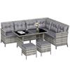8-Seater Patio Wicker Sofa Set Rattan Chair Furniture W/ Glass & Cushioned