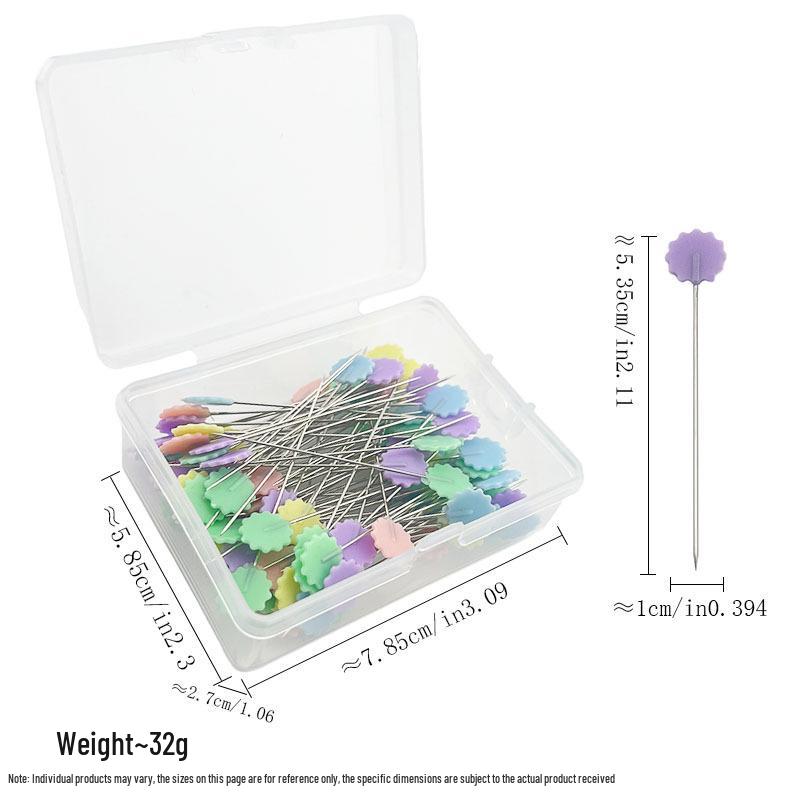 Sewing Patchwork Tools: Plum Blossom Flower Pattern Positioning Pins, 50pcs or 100pcs per Box