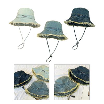 Bucket Hat for Adult Teenagers Wide Brim Foldable Soft Fisherman Hat Spring Summer Anti-uv Hat Frayed Edge Design