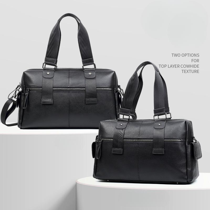 Pánská kabelka z pravé kůže Velkokapacitní Móda Taška pro volný čas Služební cesty Pánská cestovní taška s mašlí z hovězí kůže