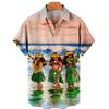 Tropical Palm 3d Print Hawaiian Shirt for Men Summer Beach Street Short Sleeves Tops Harajuku Holiday Lapel Button Loose Blouse